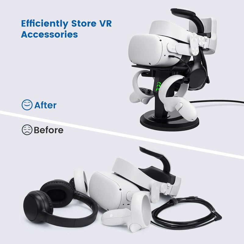 alcopanda حامل VR، قاعدة شحن سماعة الرأس، ملحقات حامل عرض VR لـ Meta Quest 2، PSVR 2، Rift، Rift S، Valve Index وسماعات التحكم باللمس - Image 4